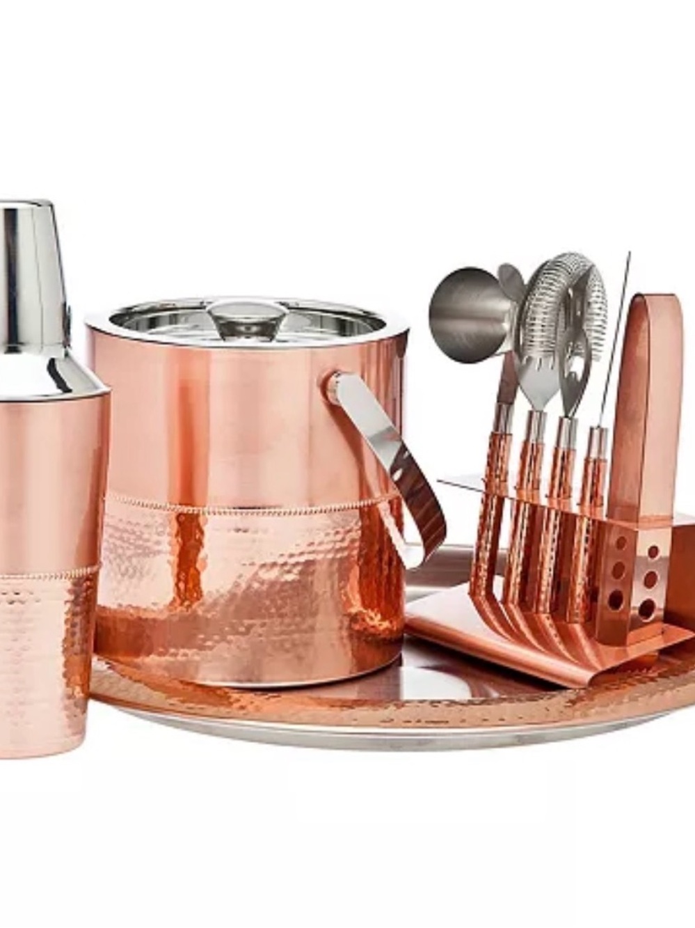 Godinger Copper-Tone Bar Set with Ice Bucket & Tool Rack